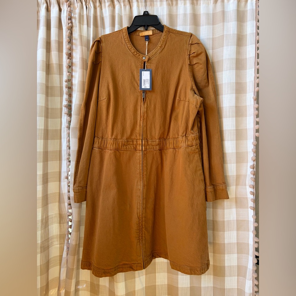 Universal Thread Rust Brown Long Sleeve Zip Front Dress